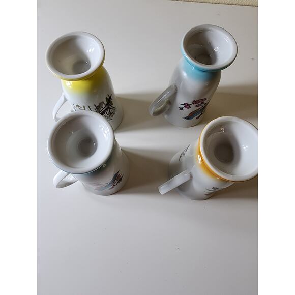 FRED ROBERTS VTG Made in Japan Footed Colorful Bird 8oz Coffee Mugs set of 4 - Picture 8 of 11